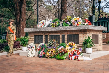 Wreaths laid on Burwood Park Sandakan Memorial