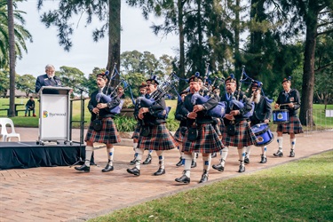 Bagpipes at the at Sandakan Remembrance Service 2024