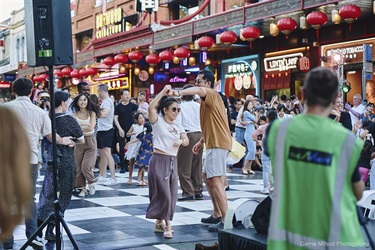 people dancing at burwood street party